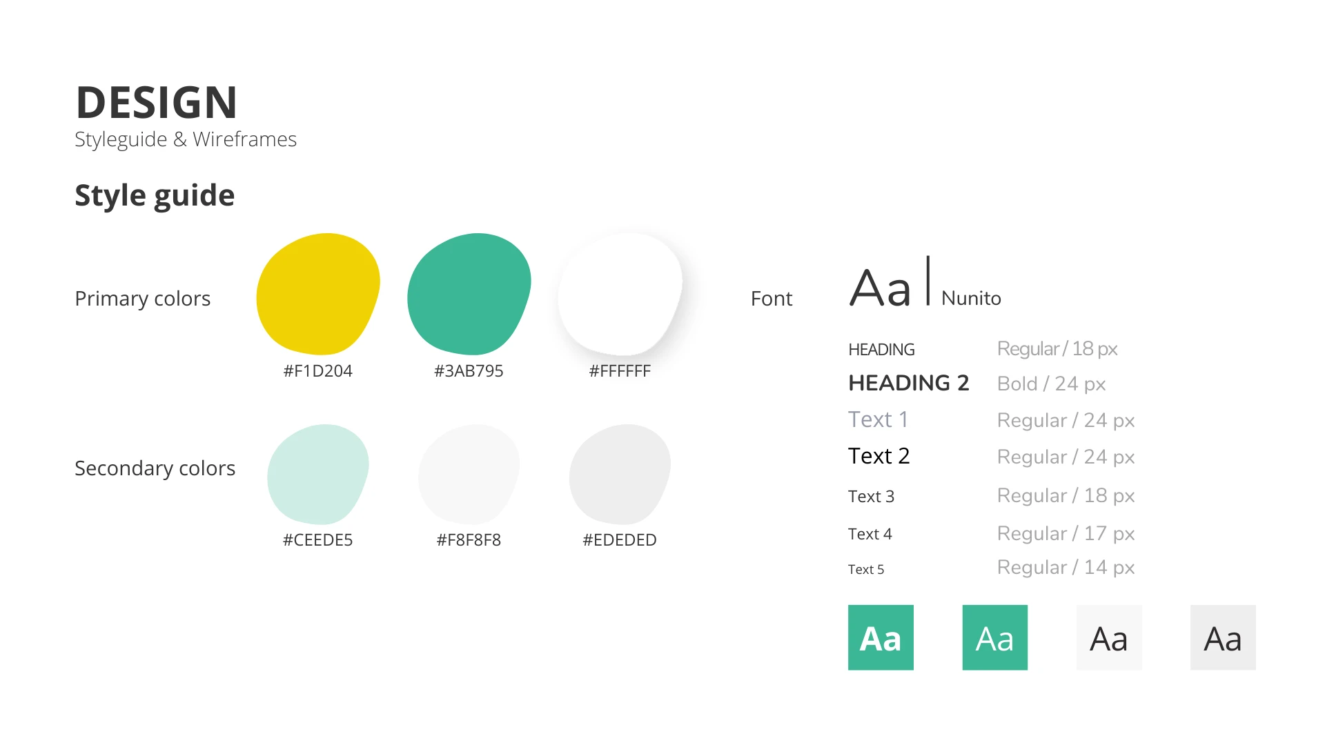 The project’s visual style guide: color, typography, and interface treatments.